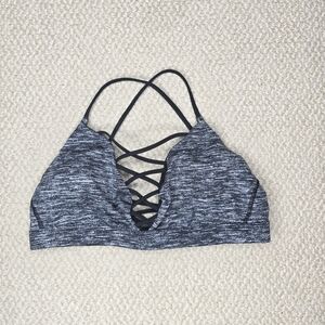 Victoria's Secret Black and Gray Strappy Sports Bra Large